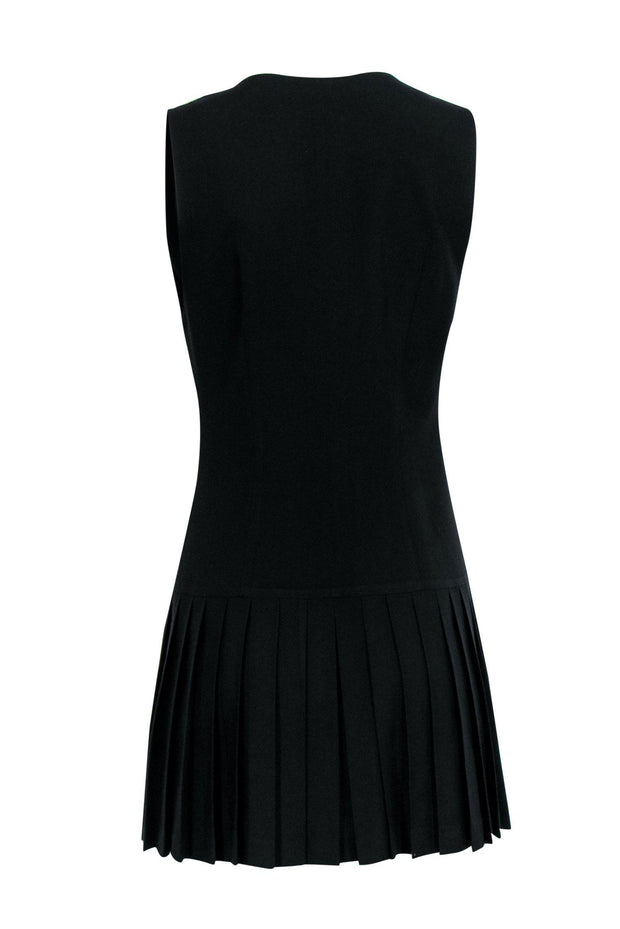 Current Boutique-Cacharel - Black Vest-Style Pleated Hem Dress Sz S