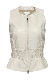 Current Boutique-Cache - Beige Leather Fitted Zip-Up Vest Sz 2