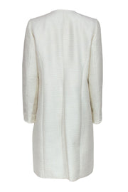 Current Boutique-Calvin Klein - White Tweed Sequin Open Front Longline Coat Sz 8