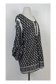 Current Boutique-Calypso - Black & White Print Cotton Tunic Sz L