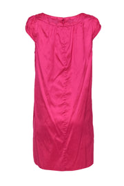 Current Boutique-Calypso - Hot Pink Silk Shift Dress w/ Mesh Inserts Sz S