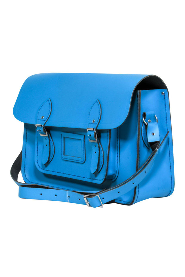 Current Boutique-Cambridge Satchel Company - Large Bright Blue Structured Leather Satchel