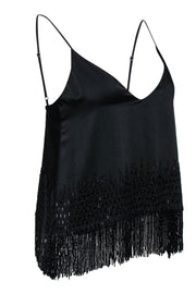 Current Boutique-Cami - Black "Dale" Camisole w/ Beaded Fringe Sz S