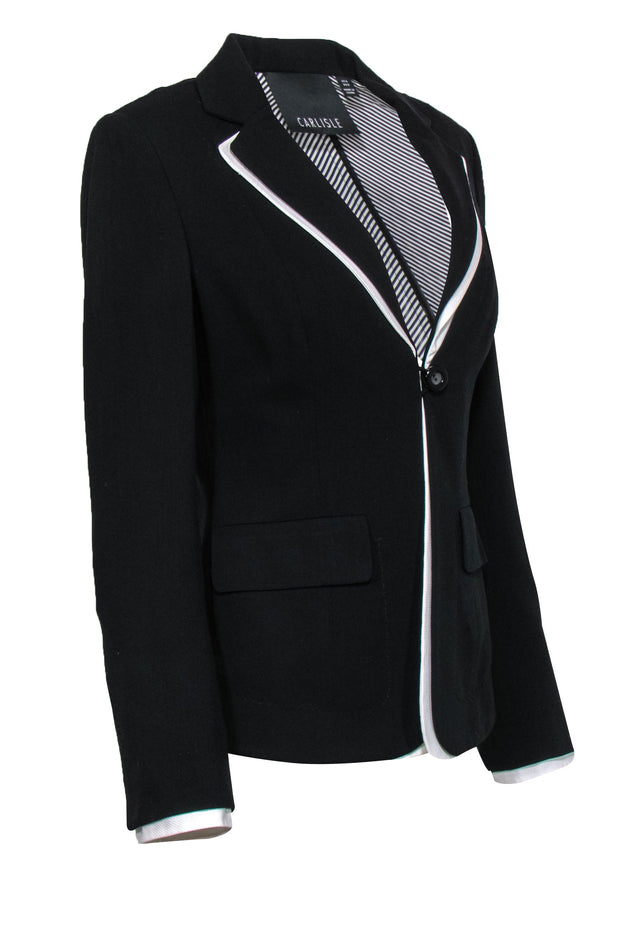 Current Boutique-Carlisle - Black Blazer w/ White Layered Design Sz 6