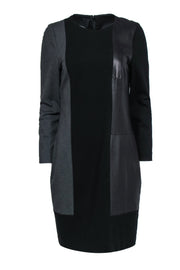 Current Boutique-Carlisle - Black & Grey Long Sleeve Dress w/ Leather Paneling Sz 10