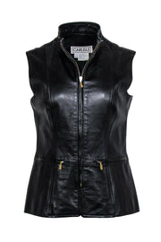 Current Boutique-Carlisle - Black Leather Zip-Up Vest Sz 8