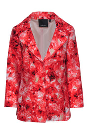 Current Boutique-Carlisle - Pink, Tan & Black Floral Print Snap-Up Blazer Sz 8