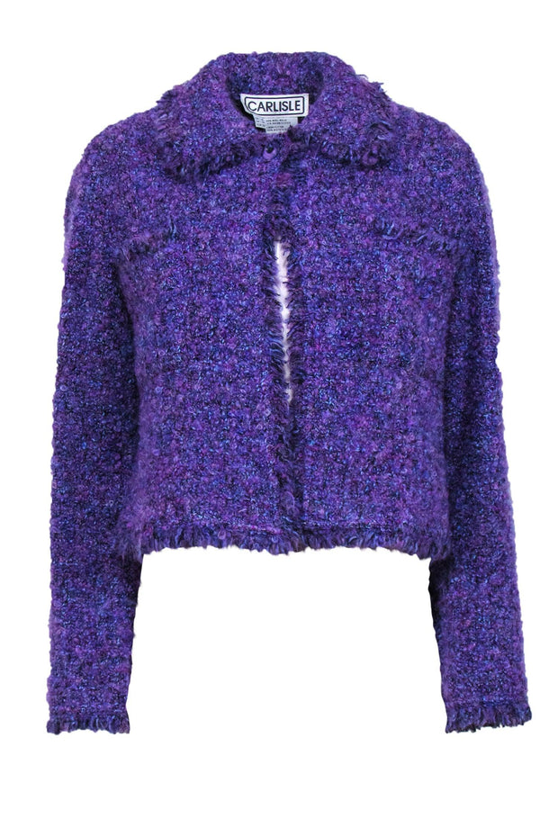 Current Boutique-Carlisle - Purple Textured Tweed Collared Jacket Sz 8