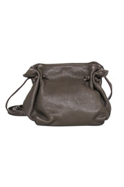 Current Boutique-Carlos Falchi - Dark Taupe Pebbled Pouch Style Mini Crossbody