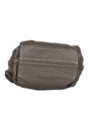 Current Boutique-Carlos Falchi - Dark Taupe Pebbled Pouch Style Mini Crossbody