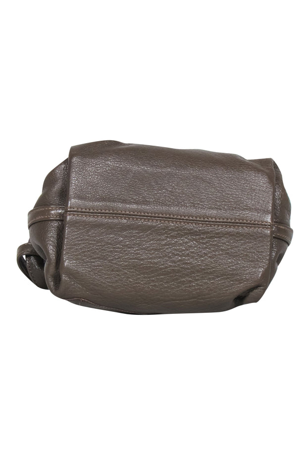 Current Boutique-Carlos Falchi - Dark Taupe Pebbled Pouch Style Mini Crossbody