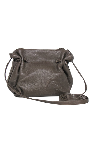 Current Boutique-Carlos Falchi - Dark Taupe Pebbled Pouch Style Mini Crossbody