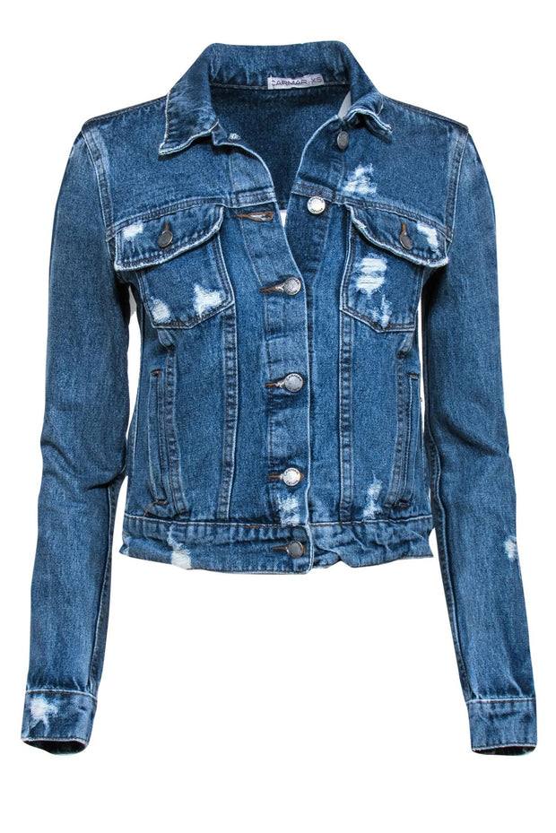 Current Boutique-Carmar - Medium Wash Distressed Denim Jacket Sz XS