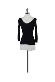 Current Boutique-Carmen Marc Valvo - Black Ribbed Sweater Sz XS