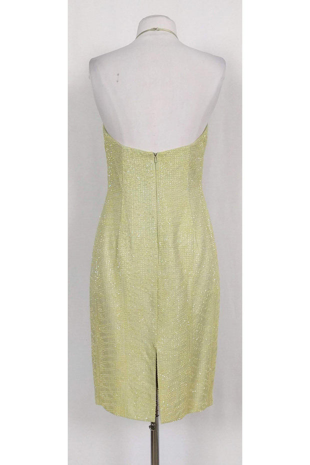 Current Boutique-Carmen Marc Valvo - Green Beaded Halter Dress Sz 6