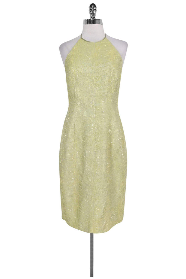 Current Boutique-Carmen Marc Valvo - Green Beaded Halter Dress Sz 6