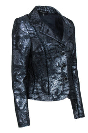 Current Boutique-Carmen Marc Valvo - Metallic Blue & Gunmetal Blazer Sz 12