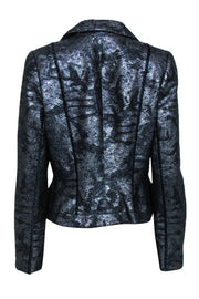 Current Boutique-Carmen Marc Valvo - Metallic Blue & Gunmetal Blazer Sz 12