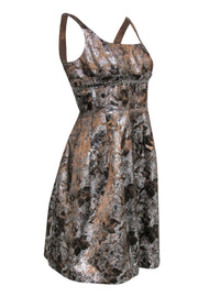 Current Boutique-Carmen Marc Valvo - Metallic Brocade Babydoll Dress w/ Jewels Sz 6