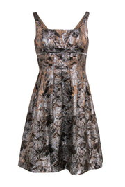 Current Boutique-Carmen Marc Valvo - Metallic Brocade Babydoll Dress w/ Jewels Sz 6