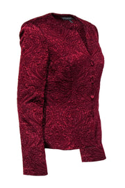 Current Boutique-Carmen Marc Valvo - Red Textured Metallic Beaded Jacket Sz 10