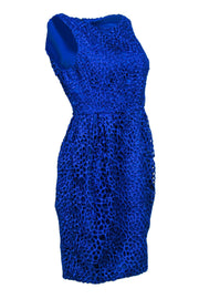 Current Boutique-Carmen Marc Valvo - Royal Blue Open Weave Crochet Dress Sz 6