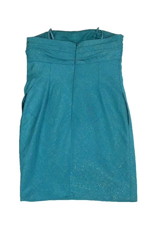 Current Boutique-Carmen Marc Valvo - Teal & Gold Strapless Dress Sz 8