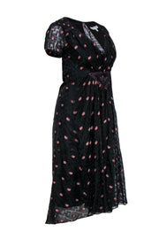 Current Boutique-Carolina Herrera - Black Silk Floral Dress w/ Plunge V-Neckline Sz 2