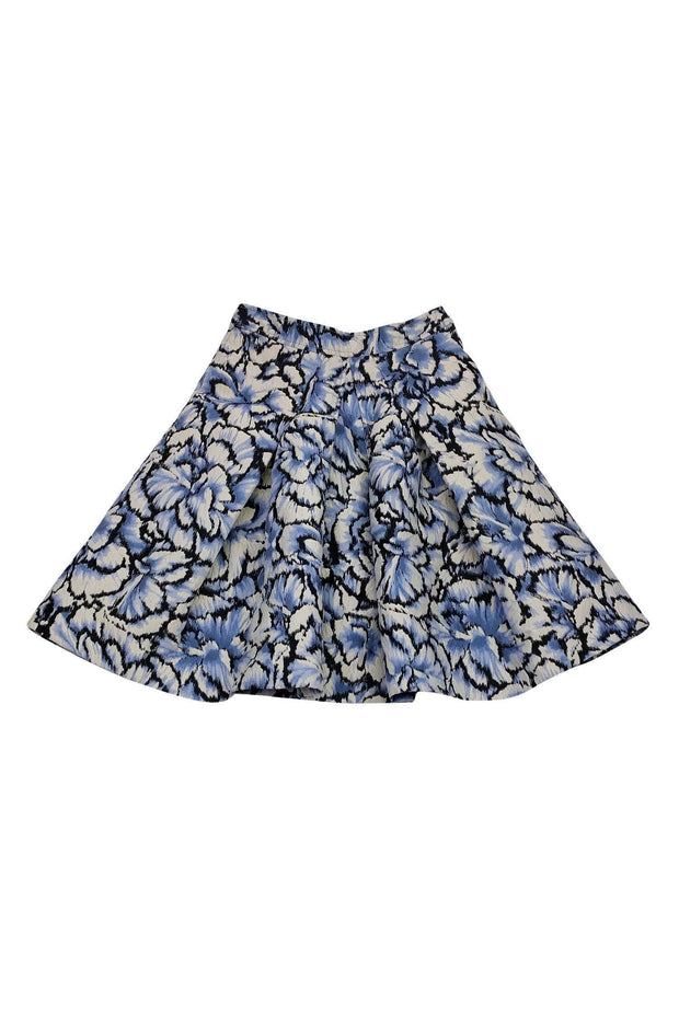 Current Boutique-Carolina Herrera - Blue Printed Flared Skirt Sz 6