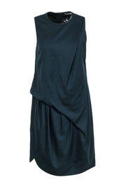 Current Boutique-Carven - Emerald Green Layer Draped Shift Dress Sz 8