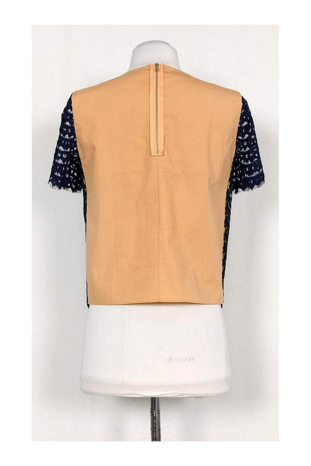 Current Boutique-Carven - Navy, Neon Green & Tan Top Sz 4