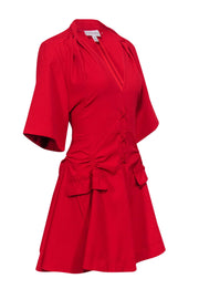 Current Boutique-Carven - Red Flared Lace-Up Cocktail Dress Sz 8