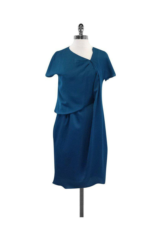 Current Boutique-Carven - Teal Short Sleeve Gathered Waist Dress Sz 6