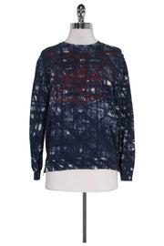 Current Boutique-Carven - Tie Dye Zipper Embroidered Sweatshirt Sz S