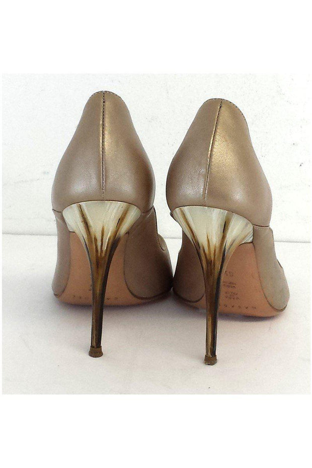 Current Boutique-Casadei - Shimmer Peep Toe Bone Accent Heels Sz 6.5