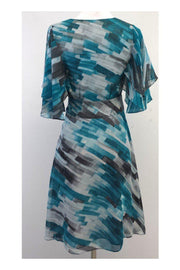 Current Boutique-Catherine Malandrino - Blue & Grey Silk Print Dress Sz 0