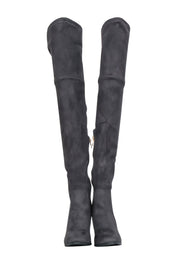 Current Boutique-Catherine Malandrino - Dark Grey Faux Suede Heeled Over-the-Knee Boots Sz 6