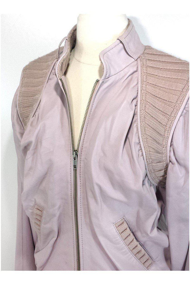 Current Boutique-Catherine Malandrino - Pale Orchid Leather & Wool Jacket Sz S