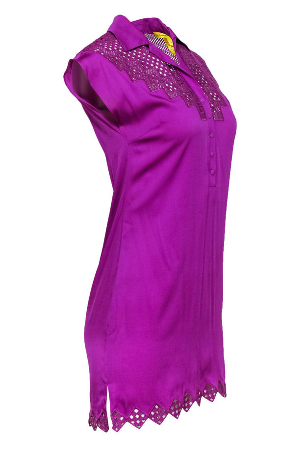 Current Boutique-Catherine Malandrino - Purple Sleeveless Shift Dress w/ Eyelet Detailing Sz 0