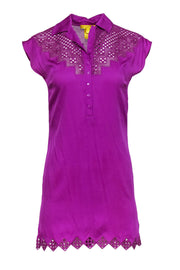 Current Boutique-Catherine Malandrino - Purple Sleeveless Shift Dress w/ Eyelet Detailing Sz 0