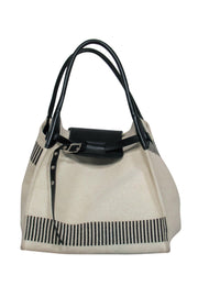 Current Boutique-Celine - Cream Knit Tote w/ Striped Trim