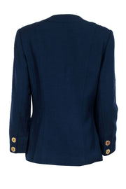 Current Boutique-Celine - Navy Blue Gold Button Front Blazer Sz 10