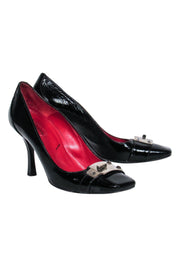 Current Boutique-Cesare Paciotti - Black & Silver Patent Leather Pumps Sz 6