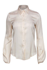 Current Boutique-Chaiken - Ivory Silk Collared Blouse w/ Blouson Sleeve Sz 4