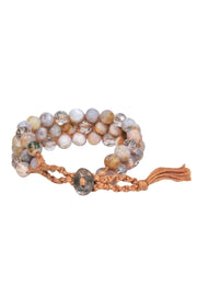 Current Boutique-Chan Luu - Beige Twine & Marbled Beaded Bracelet