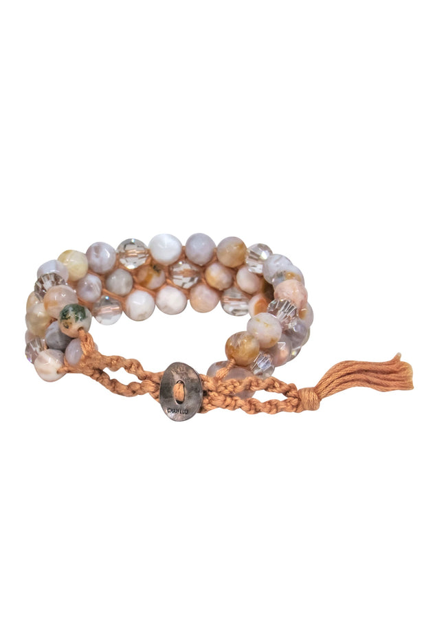 Current Boutique-Chan Luu - Beige Twine & Marbled Beaded Bracelet