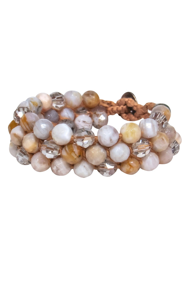 Current Boutique-Chan Luu - Beige Twine & Marbled Beaded Bracelet