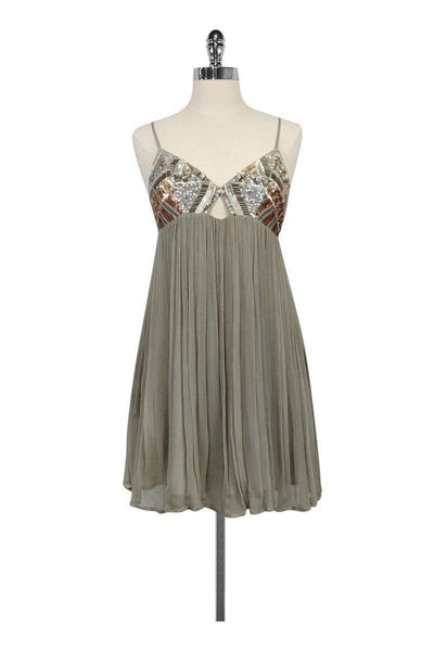 Current Boutique-Chan Luu - Grey Beaded Flowy Dress Sz M