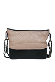 Current Boutique-Chanel - Beige & Black Leather Quilted "Gabrielle" Handbag