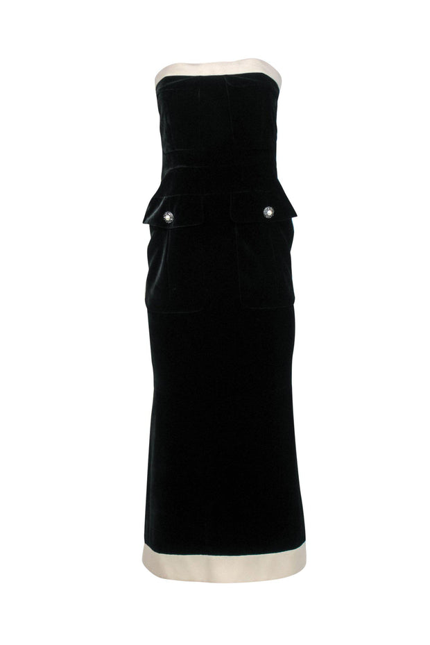 Current Boutique-Chanel - Black & Cream Strapless Pocket Gown Sz 6